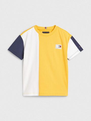 Lány Tommy Hilfiger Colorblock Póló Sárga | HU 1923MQZ